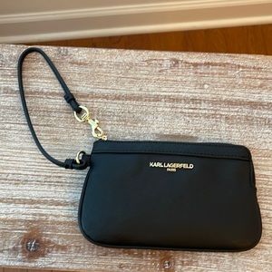 Karl Lagerfeld Black Faux Wristlet Wallet